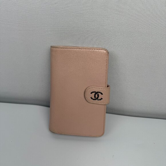 CHANEL Pink Caviar Leather Wallet with Crystal Logo Zip and Snap - Picture 1 of 16